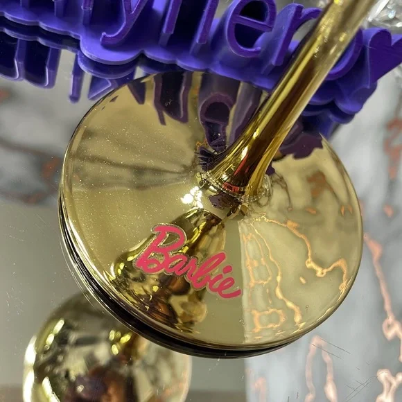 3pc Golden Barbie bundle with wine glass, acrylic bag and goldtone bracelet - Picture 7 of 8